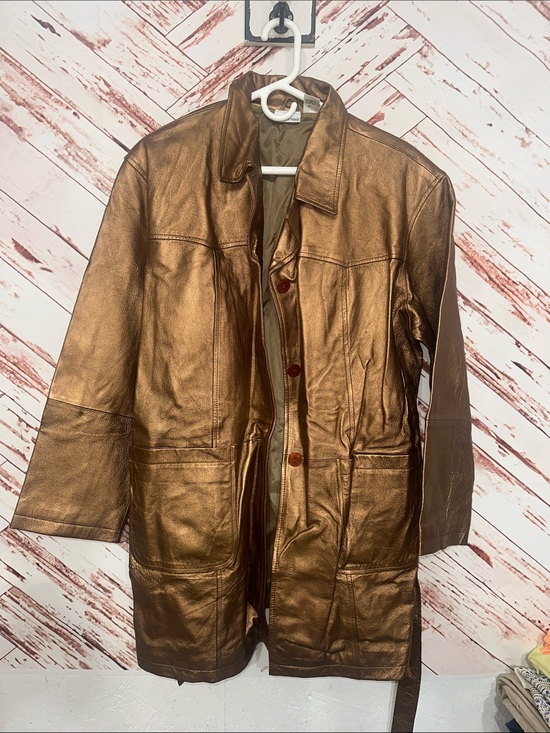 Newport News Jackets & Blazers - NWOT vintage 90’sNewport News Metallic Bronze Leather Coat